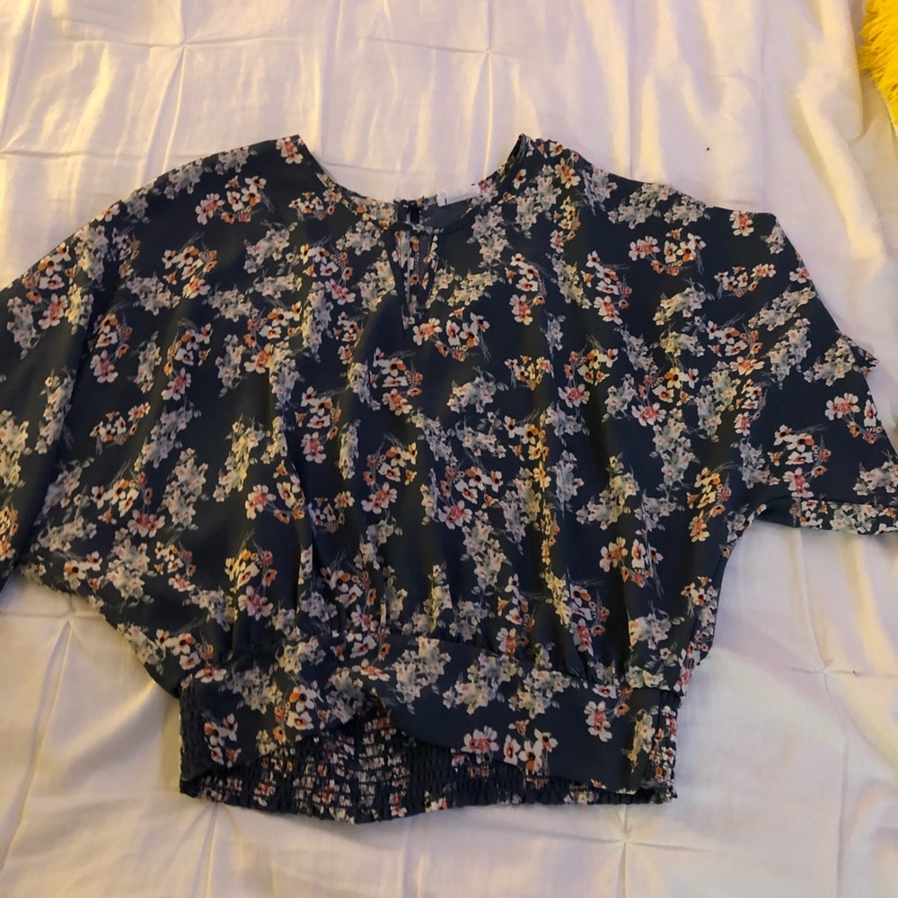 Light blue floral crop top
